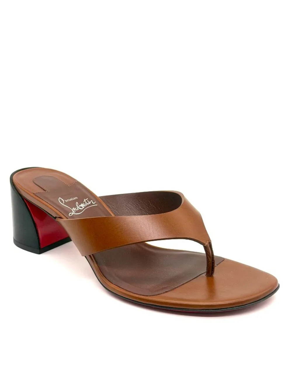 Christian Louboutin JANETONGA 55 Leather Thong Mule Sandals Heels Shoes - Picture 12 of 16